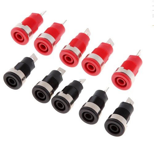 10x einbaubuchse 4mm - einbaubuchse, rot